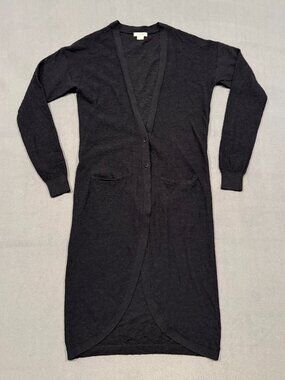Helmut Lang Long Cardigan Women’s Large Black Minimalist Duster Sweater